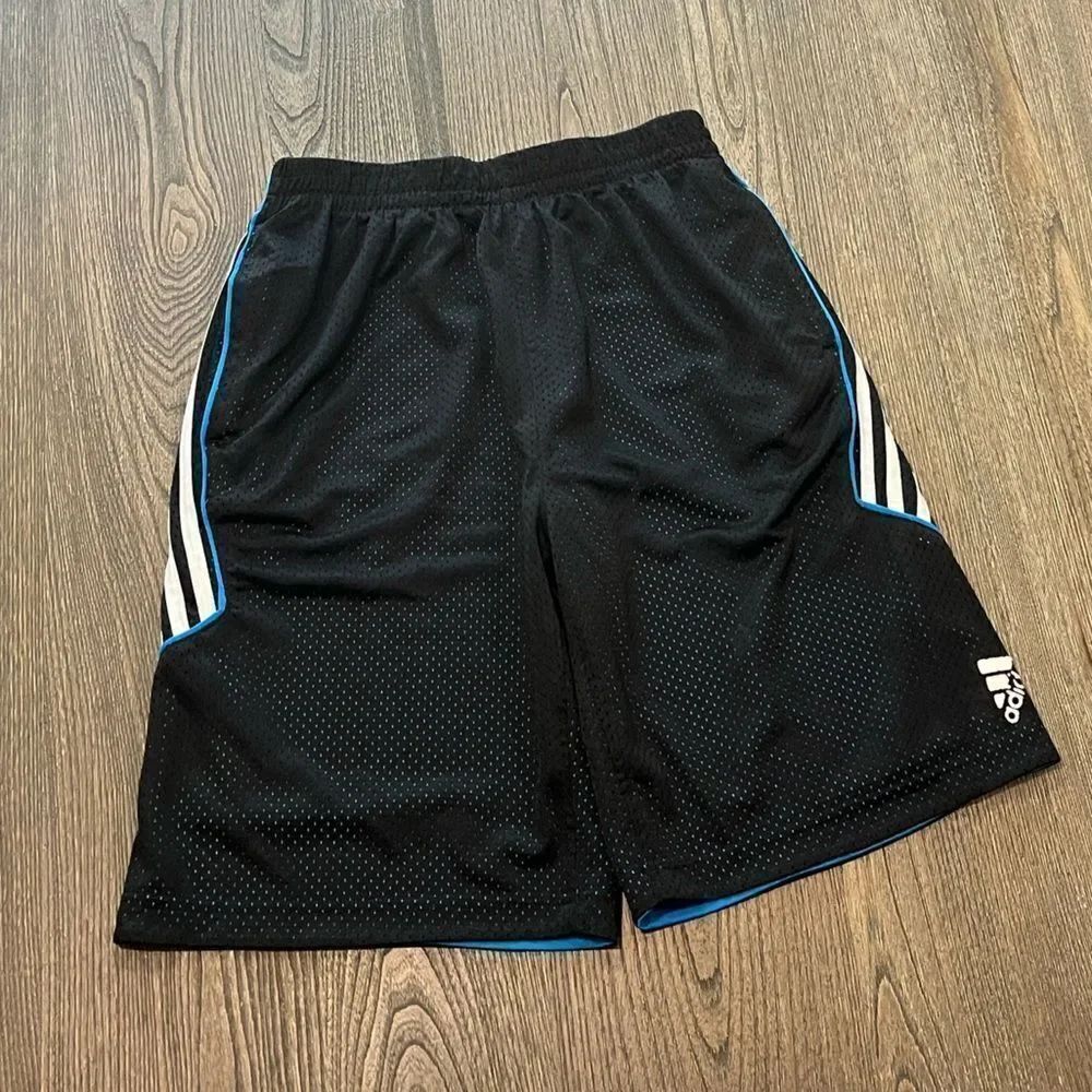 Adidas Black Blue Athletic Gym Basketball Shorts Size 10/12